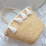 Straw Tassel Handbag Women Beach Woven Shoulder Bag