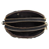 Women Leather Shoulder Bag Tri-zipper Crossbody High Small Purse
