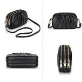 Women Leather Shoulder Bag Tri-zipper Crossbody High Small Purse