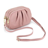 Women Leather Shoulder Bag Tri-zipper Crossbody High Small Purse