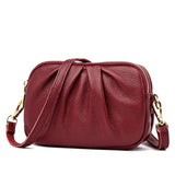 Women Leather Shoulder Bag Tri-zipper Crossbody High Small Purse