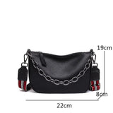 Leather Handbag Chains Cowhide Female Shoulder Bag
