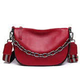 Leather Handbag Chains Cowhide Female Shoulder Bag