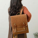Preppy Style Women Leather Backpack
