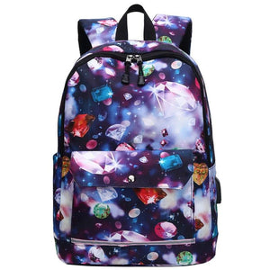 Nylon Waterproof Bow Print Backpack Large Capacity School Bag