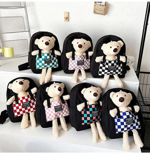 Bear Canvas School Bags For Kids Kindergarten SchoolBags