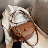 Leather Round Crossbody Bag for Women