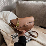 Leather Round Crossbody Bag for Women