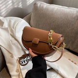Leather Round Crossbody Bag for Women