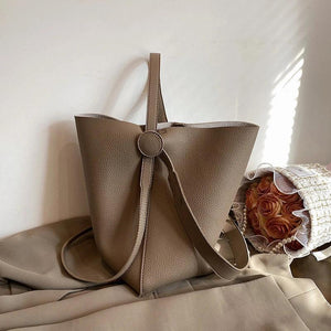 Women's Leather Messenger Bag Shoulder Bucket Handbag