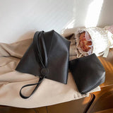 Women's Leather Messenger Bag Shoulder Bucket Handbag
