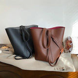 Women's Leather Messenger Bag Shoulder Bucket Handbag