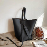 Women's Leather Messenger Bag Shoulder Bucket Handbag