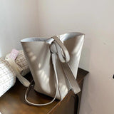 Women's Leather Messenger Bag Shoulder Bucket Handbag