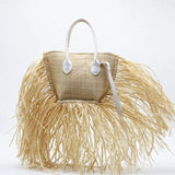 Raffia Woven Bag Shoulder Slung Straw Woven Bag Tassel Handbag