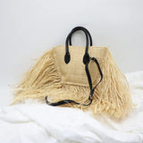 Raffia Woven Bag Shoulder Slung Straw Woven Bag Tassel Handbag