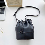 Women's PU Leather Draw Bucket Shoulder Bag