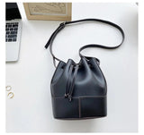 Women's PU Leather Draw Bucket Shoulder Bag