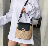 Summer Beach Woven Grass Bag Top Handle Handbag