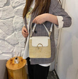 Summer Beach Woven Grass Bag Top Handle Handbag