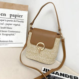 Summer Beach Woven Grass Bag Top Handle Handbag