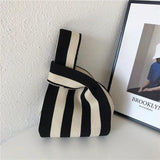 Knitted Checkerboard Women's Bag Houndstooth Handbag Small Tote Bag