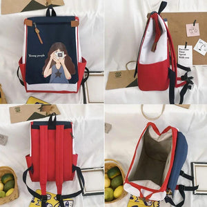 Preppy Anime Women Backpack High School College Student Schoolbag