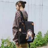 Preppy Anime Women Backpack High School College Student Schoolbag