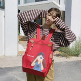 Preppy Anime Women Backpack High School College Student Schoolbag