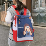 Preppy Anime Women Backpack High School College Student Schoolbag