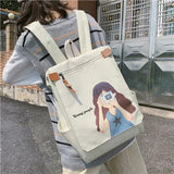 Preppy Anime Women Backpack High School College Student Schoolbag