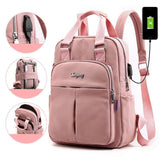 Nylon Women School Backpacks Anti Theft USB Charge Backpack Waterproof Bagpack