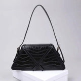 Women Contrast Trapezoid Handbag PU Leather Flap Shoulder Bag