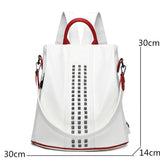 Women's Rivet Leather Backpack Female Shoulder Bag Anti-theft Travel Bag