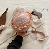 Women Basketball PU Leather Shoulder Crossbody Bag Chain Satchel