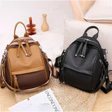 Female Backpack Multifunction PU Leather School Shoulder Bag Travel Bag E602