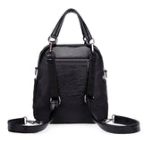 Classic PU Leather Girls Backpack Women Stitching Leather Single Backpack