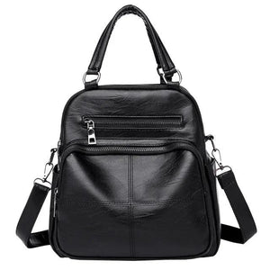 Classic PU Leather Girls Backpack Women Stitching Leather Single Backpack