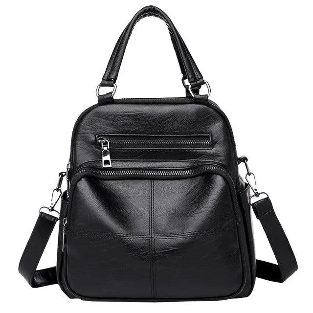 Classic PU Leather Girls Backpack Women Stitching Leather Single Backpack