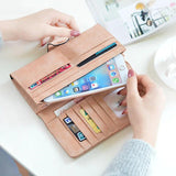 Suede Long Wallet Matte Leather Lady Purse