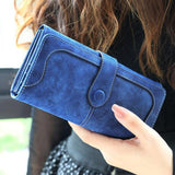 Suede Long Wallet Matte Leather Lady Purse