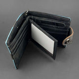 Mens Biker Wing Skull Leather Wallet with Chain