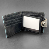 Mens Biker Wing Skull Leather Wallet with Chain