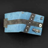 Mens Biker Wing Skull Leather Wallet with Chain