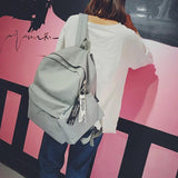 Women Canvas School Backpacks for Teenage Girls 2 Pcs Rucksack Bag