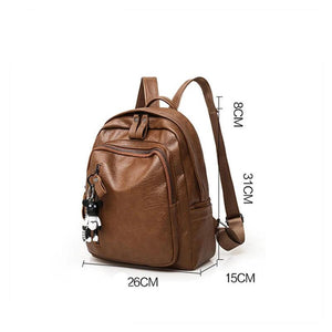 Women High Leather Backpack Large Capacity School Bag