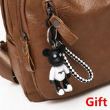 Women High Leather Backpack Large Capacity School Bag