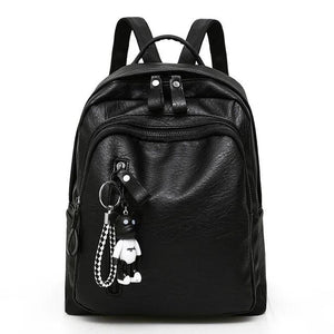 Women High Leather Backpack Large Capacity School Bag