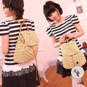 Women's Straw Beach Hollow Out Backpack - Female Capacity