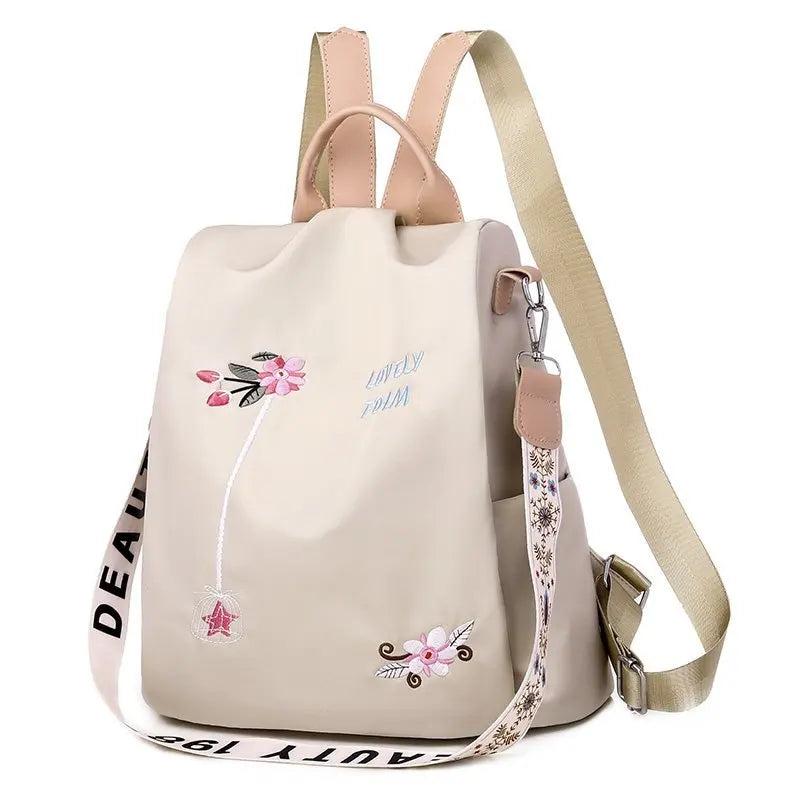 Embroidery Flowers Backpack Women Rucksack Oxford School Shoulder Bag